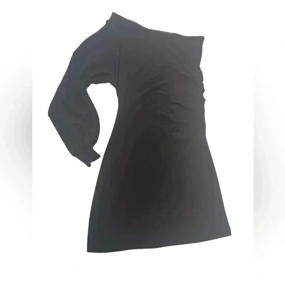 Le Chateau Sexy  One Sleeve Black Stretch Mini Dress Size Large - Picture 7 of 13